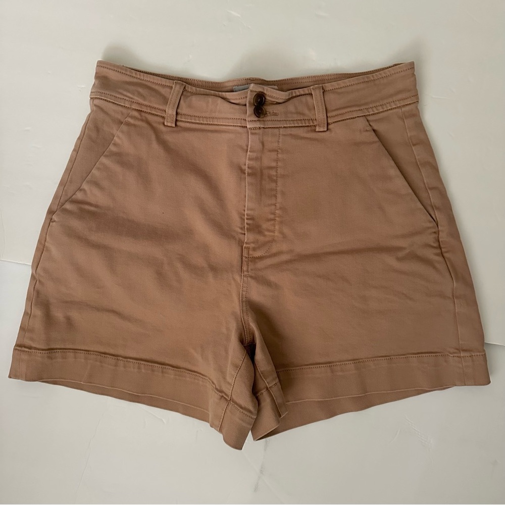 Everlane High Waist Shorts in Light Brown